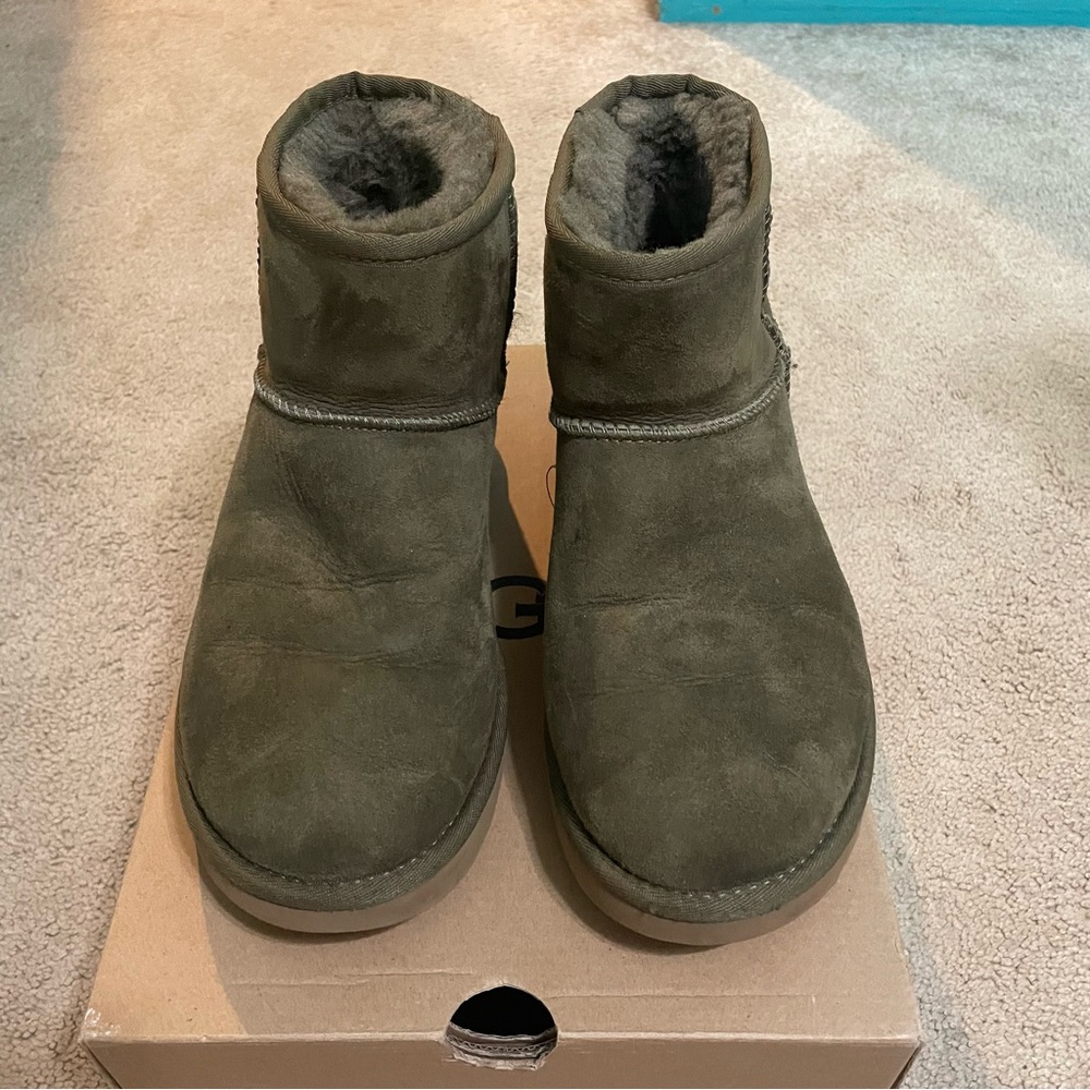 Olive Green Suede Ankle Boots